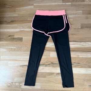 Women Black and Pink Athletic Leggings 4